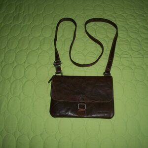 Jack Georges Brown Leather Voyager Mini Crossbody Bag